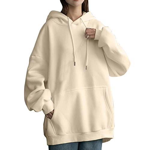 Sudaderas con capucha para mujer, de uso diario, con bolsillo, manga sin botones, con cordón en V, cuello en V, sudaderas con capucha para mujer, sudaderas con capucha para mujer (caqui,, caqui, XL
