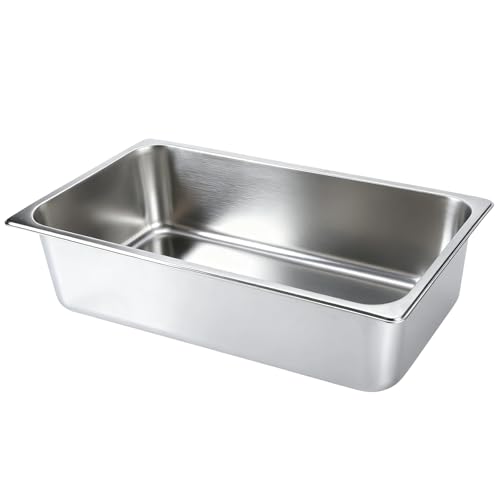 VOISEN 2 Pack Hotel Pans,1/1 Size 6" Deep,Anti-Jamming Steam Pan,Commercial Stainless Steel Pan, Steam Table Pans Full Size