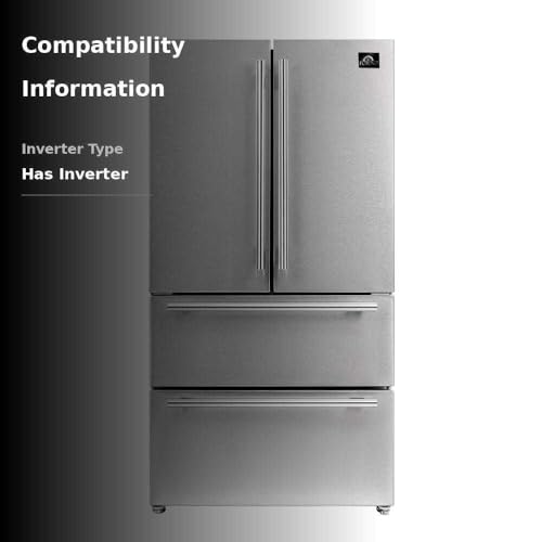 Forno Moena 36" Inch W. Refrigerator and Freezer with 19.2 cu.ft Total Capacity - French Door Counter Stainless Steel Freestanding Fridge with Ice Maker, Child Safety Lock and Touch Control on Fridge.com