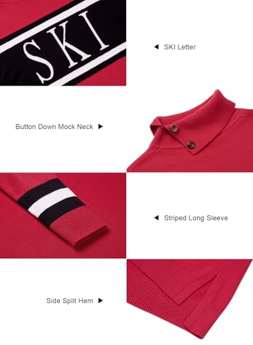 Image of Women's 2025 Spring Turtleneck Sweater Colorblock Pullover Tight Knit Ski Sweaters Thermal Shirts Winter Tops