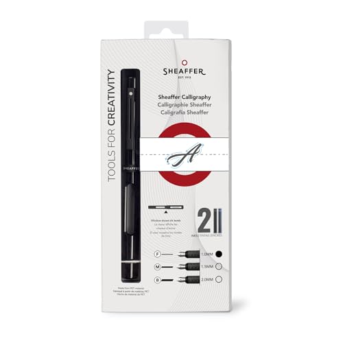 Image of Sheaffer Calligraphy Matte Black Fountain pen with Black cap and Matte Black Trim in Hangsell - Fine