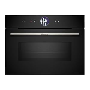 Bosch CMG7761B1, Serie 8 smarter Einbau-Kompaktbackofen mit Mikrowellenfunktion, 45 x 60 cm, Schwarz, Made in Germany, Pyrolyse, Air Fry, Digitaler Bedienring, Touchdisplay, Automatikprogramme