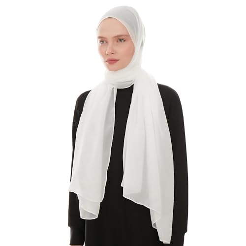 Hijab Chiffon Ligero para Mujer - Elegante Hijab Gasa Islámico - Pañuelo Musulmán Transpirable - Sasa Suave y Sedosa Pañuelo - Chal Chiffon Para Damas - Bufanda Accesorio Islámica (Beige Claro)