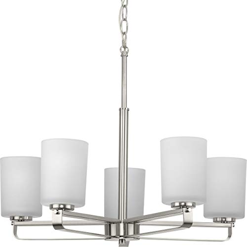 Progress Lighting League Collection 5-Light Brushed Nickel Etched Glass Contemporary Chandelier Light by Progress Lighting - Used condition - US$187.82