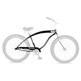 MICARGI SLUGO Stretch Cruiser Bike Frame,26-in Steel Frame with Bike Chain Suitable for Lowrider Bike, Chopper Bike, and Electric Bike Conversion (Matte Black)