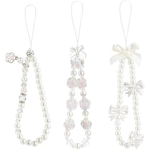 KALIONE 3 Pcs Pearl Bow Phone Charms Cover