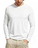 Tansozer Langarmshirt Herren UV Schutz Schwimmshirt Langarm Funktionsshirt Sommer Tshirt Leicht Dünn Longsleeve Sport, Weiß, L