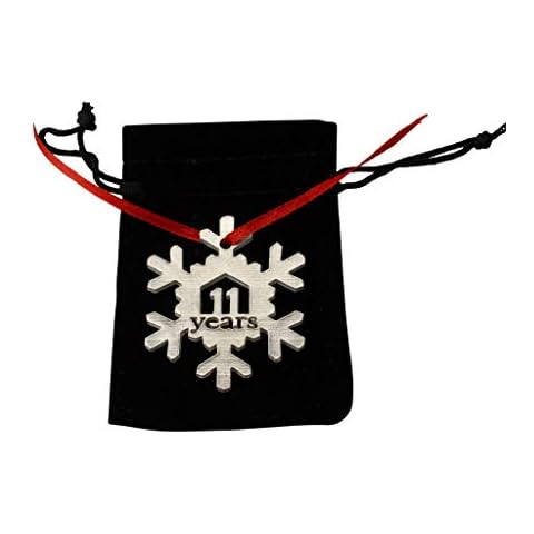 11 Years Cut Out Metal Snowflake Christmas Tree Hanging Decoration - 11th Wedding Anniversary Cover