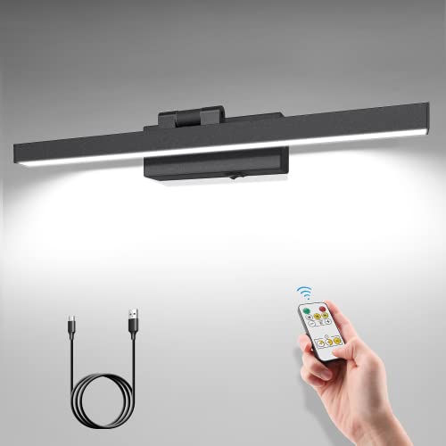 Volisun Picture Light Battery Operated With Remote, 3Cct Dimmable Black Picture Light For Paintings, Usb-C Rechargeable, 15.7In Battery Operated Wall Sconce For Art Painting Gallery Bedroom Computer #TOP23