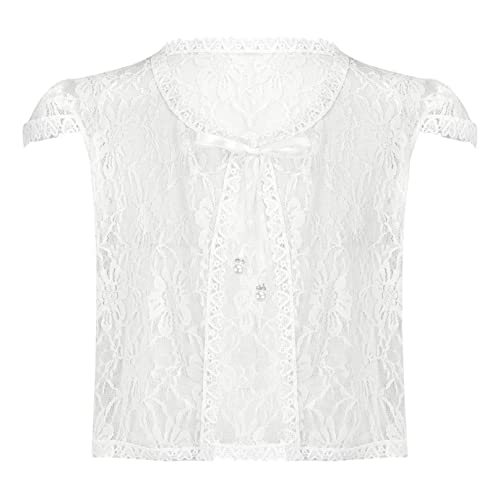 Little Girls Floral Lace Hollow Shrug Cardigan Tops Summer Casual Short Sleeve Bolero Dress Cover Up