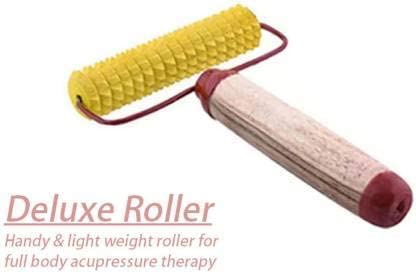 Chaithanya Orthopaedics Acupressure Massager Tools Combo Kit With Foot Roller + Wooden Handle Roller + Karela + Ball Acupressure Tool Kit