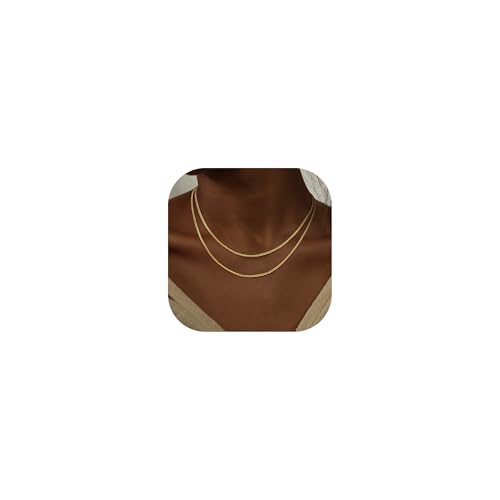 NECOCY 14K Gold Flat Curb Chain Necklace, Women's Fashion Choker Jewelry Set, Layered Necklaces, Non Tarnish, Hypoallergenic for Any Occasion