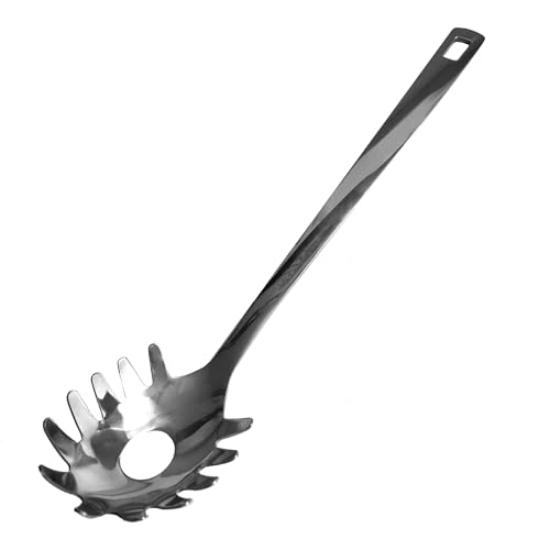 Fackelmann Cucchiaio Servispaghetti, materiale in acciaio inossidabile riciclato, alto spessore lucido, ideale per spaghetti, pasta lunga, lavabile in lavastoviglie, dimensioni 32 x 7,5 cm
