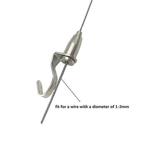 Image of 20 Pcs Adjustable Metal Art Gallery Display Hanger Hooks, Professional Wire Rope Rail Picture Hanging Hooks, Hanger System Accessories for 1mm-2mm Wire Rope
