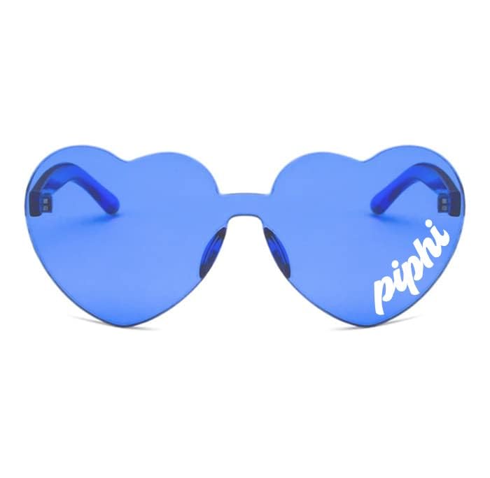 Sorority Shop Pi Beta Phi Sunglasses — Heart Shaped Sunglasses printed with PBP Logo, Greek Sorority Sunglass for Big Little Sorority Gifts2