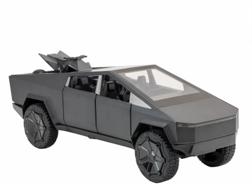 Image of DEOXY 1 /32 Tesla Cyber Truck Toy Car Metal Pull Back Diecast Car with Openable Door and Sound Light, Gifts Toys for Kids, Black