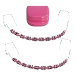 Fake Braces 2-Pcs Set Temporary Tooth Decoration with Metal Wires, Metal Brackets and Orthodontic Bands, Suitable for Orthodontists to Explain, for Dental Students to Practice (Pink)