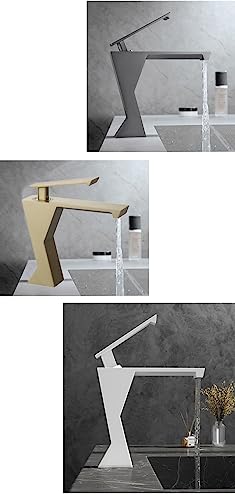 Robinet salle de bain noir blanc mitigeur pour vasque moderne - 4