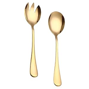 Salade Vork Lepel Set Rvs Fruit Lepel Bestek Keukenaccessoires 2 stks Goud, Keukenaccessoires
