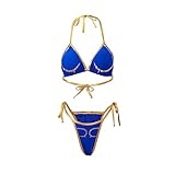 BridgeRcos Women's Chun Li Cosplay Swimsuit Blue Sexy Bikini Bathing Suit Swimwear XL