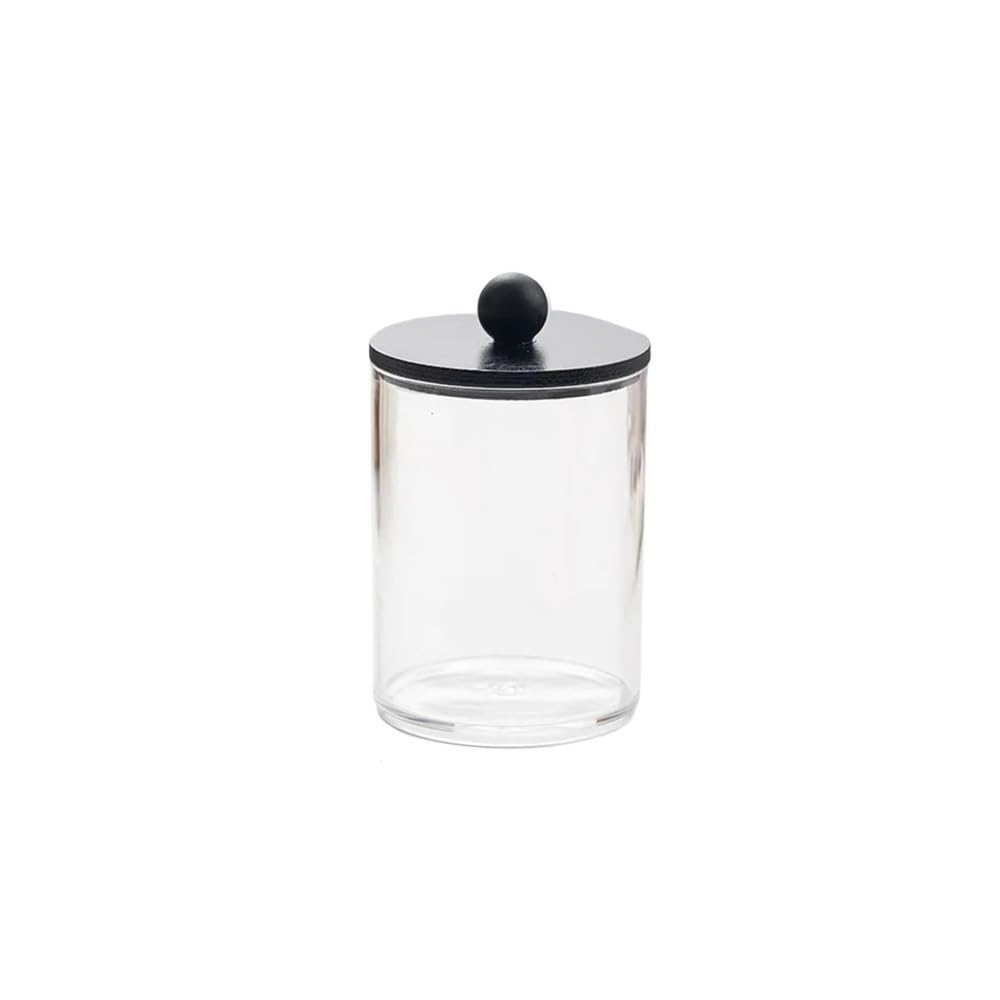 Lianxibag 1Pc Clear Acrylic Cotton Swab Holder With Black Lid Makeup Pad Storage Jar Bathroom Organizer Balls Floss Toothpicks(1Pc)