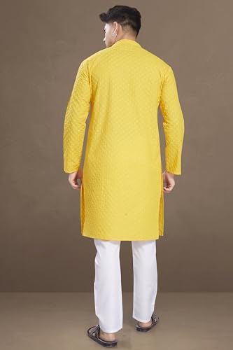 Image of DIVISIVE Men's Thread Embroidered Cotton Only Slim Fit Kurta