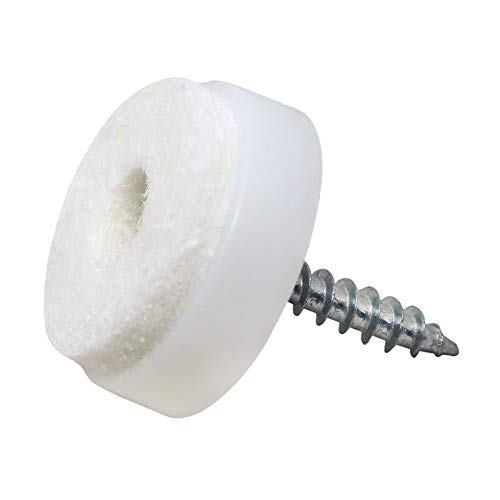 Adsamm® / 32 x Felt-pads with screws | Ø 0,79'' (Ø 20 mm) | white | round | Premium quality furniture sliders with screw by Adsamm®