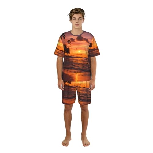 Pyjama homme contre le stress nocturne avec motif plage apaisant