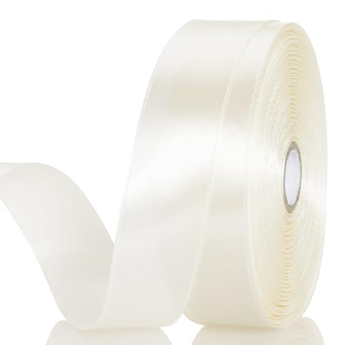 YASEO 1 Inch Ivory Solid Satin Ribbon for Gift Wrapping 50 Yards