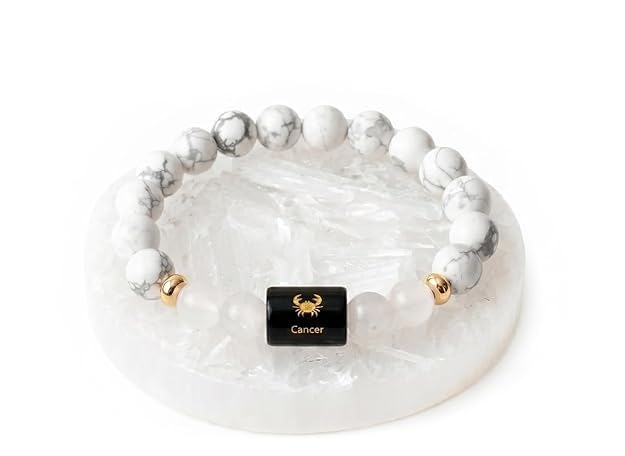 Image of Zodiac Crystal Bracelet with Raw Selenite Plate for Men & Women | Aries, Taurus, Gemini, Cancer, Leo, Virgo, Libra, Scorpio, Sagittarius, Capricorn, Aquarius & Pisces Rashi Bracelet | Astrology Healing Crystal Gift