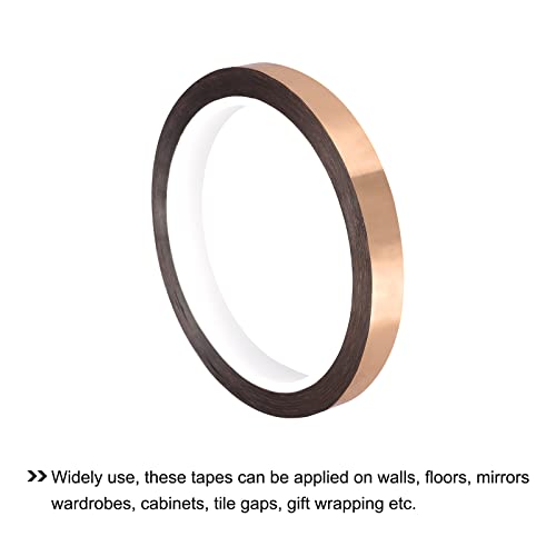 Image of MECCANIXITY Metalized Polyester Film Tape,0.59inch x 54.6yds. Adhesive Mirror Finish Decor Tape for Detailing Accent Wall,Graphic Arts,Wardrobe Crafts Tape 50m x 15mm,Rose Gold Tone