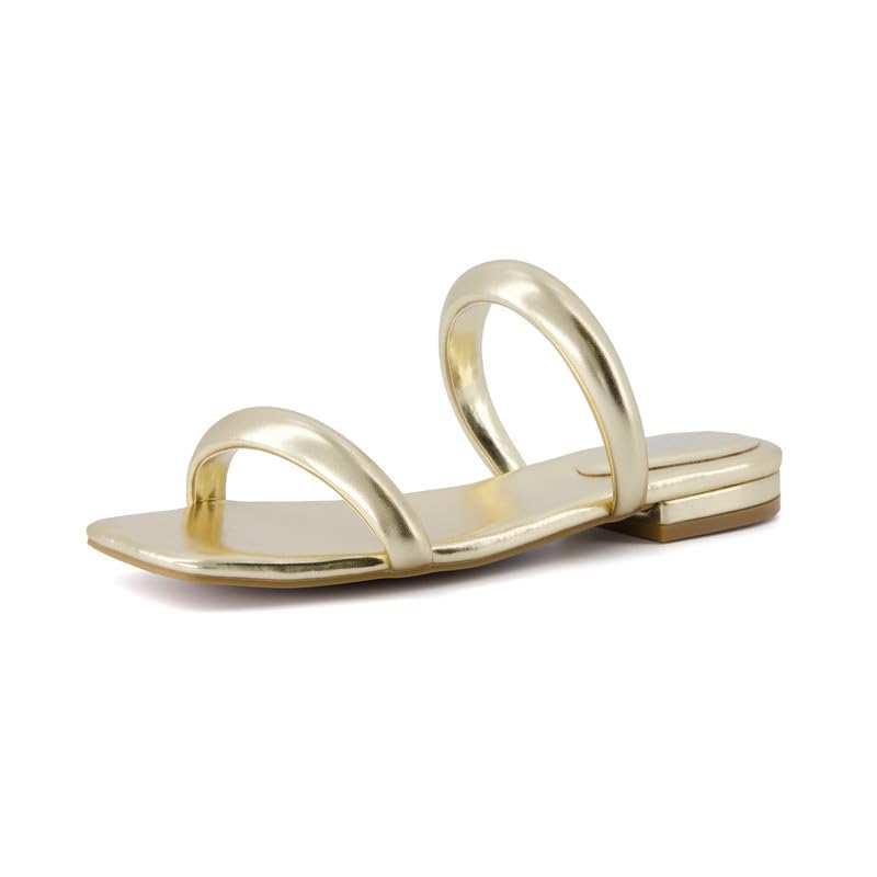 CUSHIONAIRE Women's Dazzle two band low block heel slide sandal +Memory Foam, Wide Widths Available2