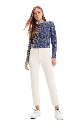 Desigual Womens Woman Knit Long Sleeve Sweater, Blue, Medium Us #TOP2