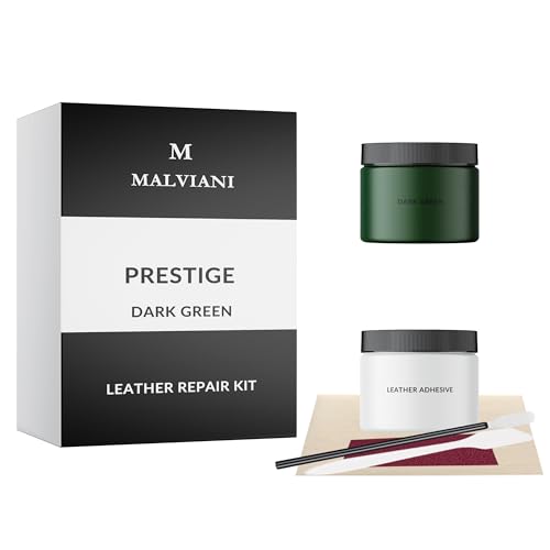 MALVIANI Leather Repair Kit - Dark Green - Restore Sofa, Furniture, Car Seat, Couch, Chair & Bag