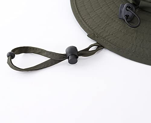 Llmoway Kids Outdoor Sun Hat Boys Wide Brim Breathable Bucket Hat Summer Quick Dry Hat Army Green #TOP6