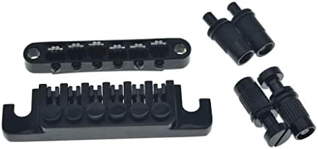 KAISH Black Guitar Roller Saddle Bridge Tune-O-Matic Bridge with TP-6 Style LP Stopbar/Bridge Tailpiece For Epiphone Les Paul LP/SG/Dot/ES Guitars with M8 Threaded Posts