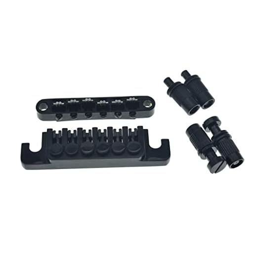 KAISH Tune-O-Matic - Puente negro para guitarra con barra de tope estilo TP-6 LP para guitarras Epiphone Les Paul LP/SG/Dot/ES con postes roscados M8
