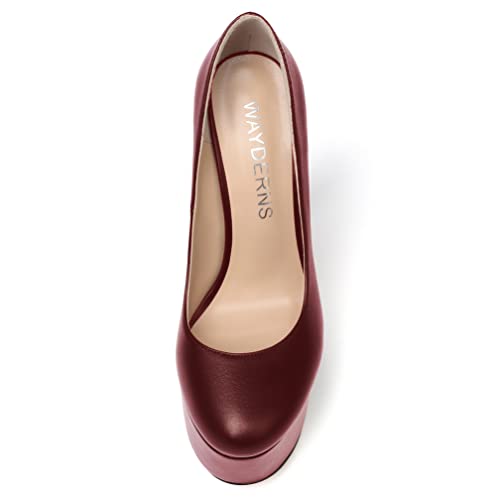 WAYDERNS Women's Round Toe Matte Solid Slip On Platform Stiletto High Heel Pumps Shoes 6 Inch3