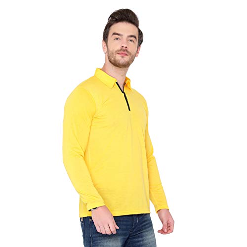Image of Men's Cotton Blend Full Sleeve Zip Neck Polo T-Shirt (Pack of 1)