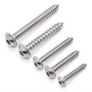 Glvaner (60 pcs) M4 x 20mm Flanged Button Head Socket Cap Self Tapping Screws 304 Stainless Steel 18-8 Wood Screws