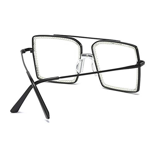 Image of willochra Fashion Diamond Set clear lens Sun Glasses Women's Square Man-made Diamond Handmade Sun Glasses uv400
