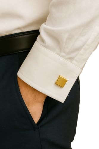 Image of Men's Premium Cotton Formal Dress Shirt - White Collar & French Cuffs with Cufflinks | Solid White, Micro Check & Striped for Office, Wedding