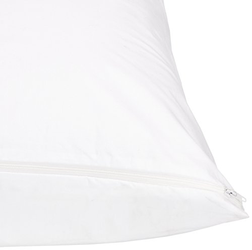 Image of Amazon Basics King Pillow Protector with Zipper, Breathable 100% Cotton Hypoallergenic, Tight Weave, Machine Washable, White, 37 x 21 Inches, Pillows Not Included