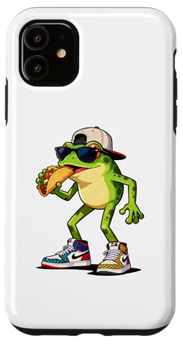 Frogs Amphibian Kids, Eating Taco Funny Frog �X�}�z�P�[�X iPhone 11 �p