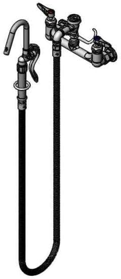 Pot Filler, Wall Mount, 8" Centers, Cerama, Vacuum Breaker & 68" Hose W/Self Closing Hook