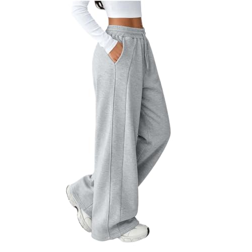 Wide Leg Sweatpants Womens Fleece Lined High Waisted Pants With Pockets - image 2