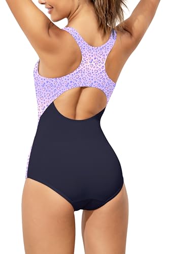Image of Beautikini Period Swimwear One Piece Leakproof Menstrual Swimsuit Racerback Color Block Bathing Suit for Teen Girls Women