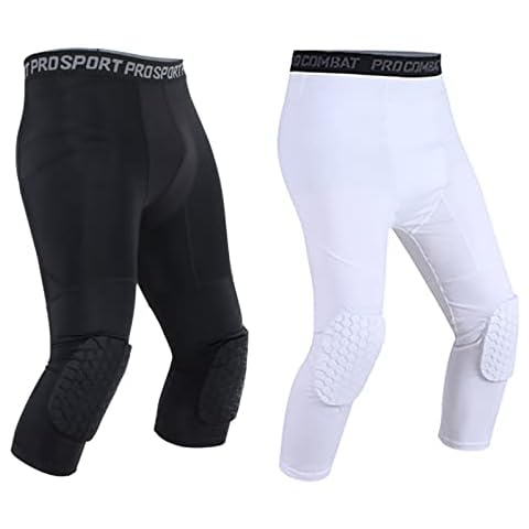 Blaward Men's Compression Pants with Knee Pads Cover