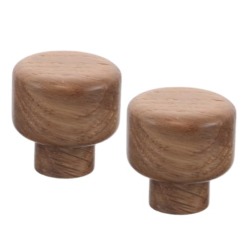Healeved Tiradores de Cajón de Madera Maciza Redondos 2 Piezas Perillas Orificio en Roble Natural para Muebles Pomos Retro para Armarios y Tocadores Uso en Cocina y Hogar
