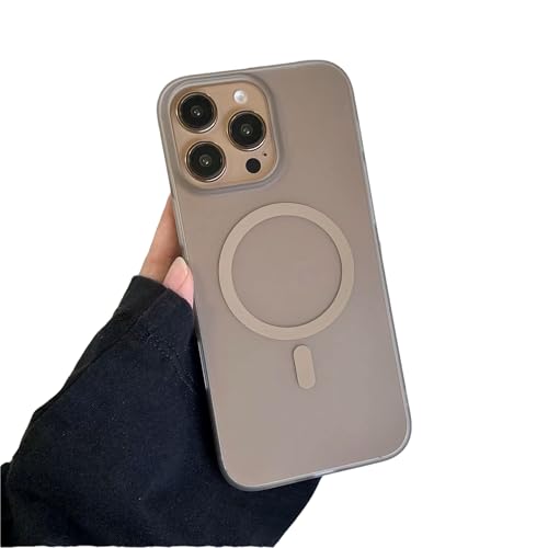 Image of amazon basics Luxury Paper Thin Case Cover for iPhone 16 Pro | Matte Finish | Compatible with magsafe | (Brown, iPhone 16 Pro)